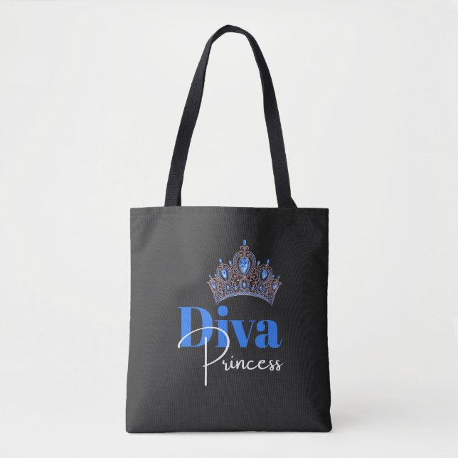 Tote Bag Couronne bleue avec diamants femmes (Devant)