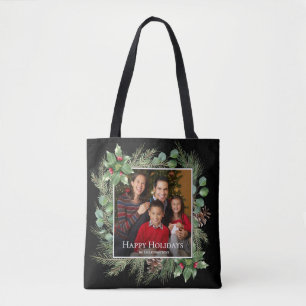 Tote Bag Couronne botanique de photo pour Joyeuses Fêtes