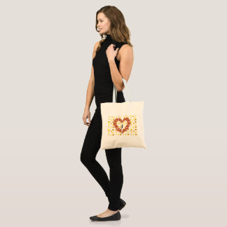 Tote Bag couronne d'automne sur son lit de feuilles