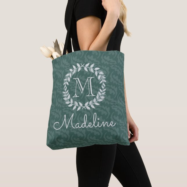 Tote Bag Couronne de bienvenue élégante et monogramme de ve (De près)
