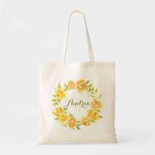 Tote Bag Couronne de demoiselle d'honneur de roses aquarell