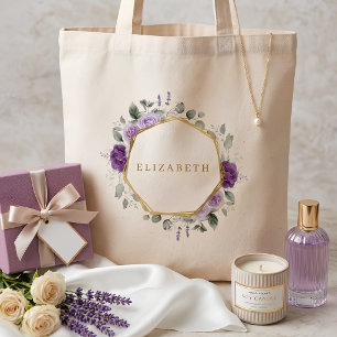 Tote Bag Couronne de demoiselle d'honneur violet floral