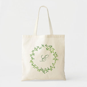 Tote Bag Couronne de feuilles vertes monogramme