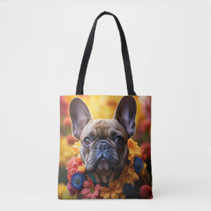 Tote Bag Couronne de fleurs de Bulldog