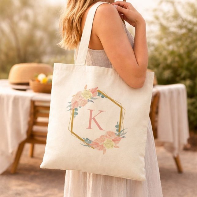 Tote Bag Couronne de fleurs pastel personnalisée pour demoi (Créateur téléchargé)
