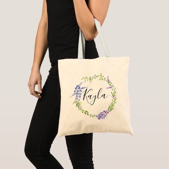 Tote Bag couronne de lavande botanique personnalisée demois (Devant (produit))