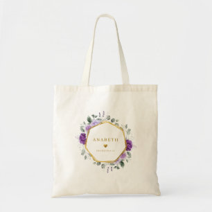 Tote Bag Couronne de mariée demoiselle d'honneur violet flo