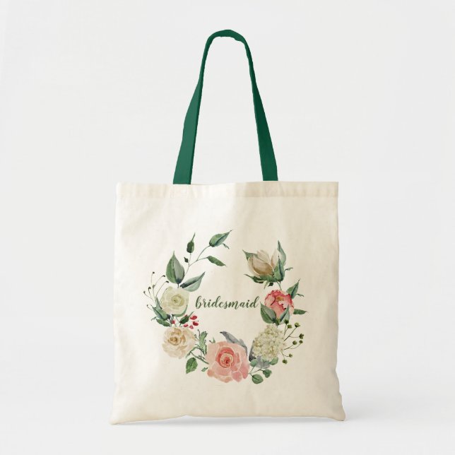 Tote Bag Couronne de mariée élégante rose crème rose demois (Devant)