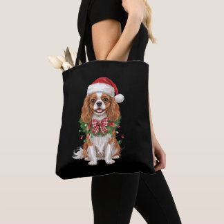 Tote Bag Couronne de Noël Cavalier King Charles Spaniel Chi