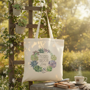 Tote Bag Couronne de plantes grasses Mère du marié ID517