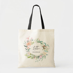 Tote Bag Couronne de roses florales Demoiselle d'honneur En
