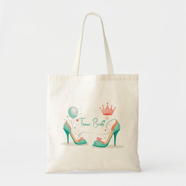 Tote Bag Couronne et talons hauts – Thème rose et mint glam (Devant)