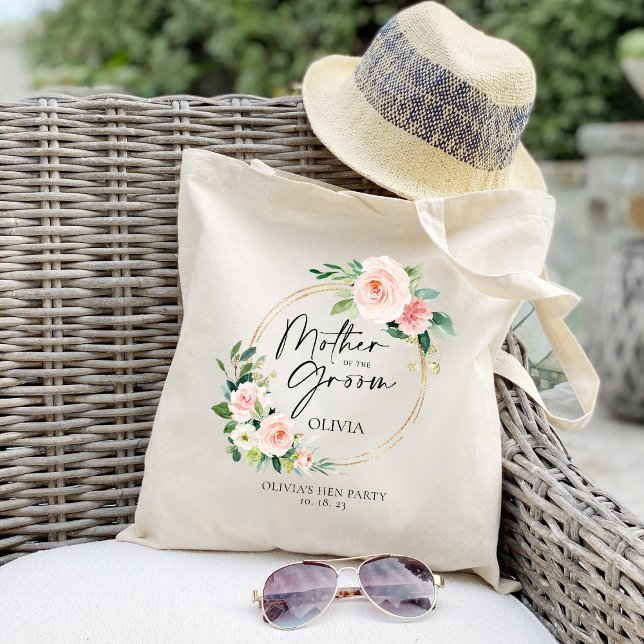 Tote Bag Couronne Fleurie Rose Mère du Marié (Créateur téléchargé)