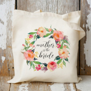 Tote Bag Couronne florale aquarelle chic pour la mère de la