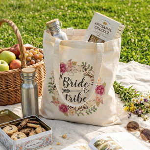 Tote Bag Couronne florale bohème aquarelle pour la tribu de