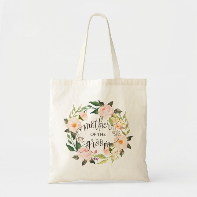 Tote Bag Couronne florale, Mère de la chambre, Calligraphie (Devant)
