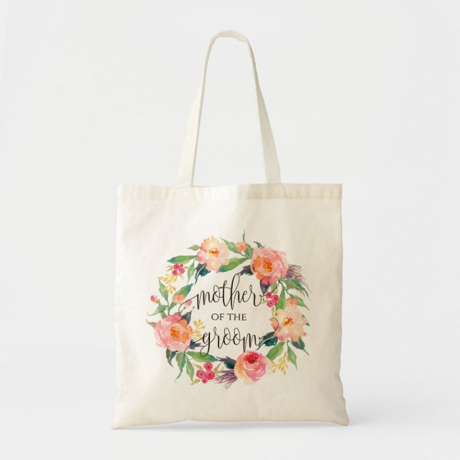 Tote Bag Couronne florale, Mère de la chambre, Calligraphie (Devant)