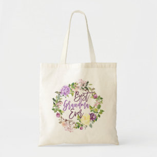 Tote Bag Couronne florale pourpre Meilleur grand-mère jama