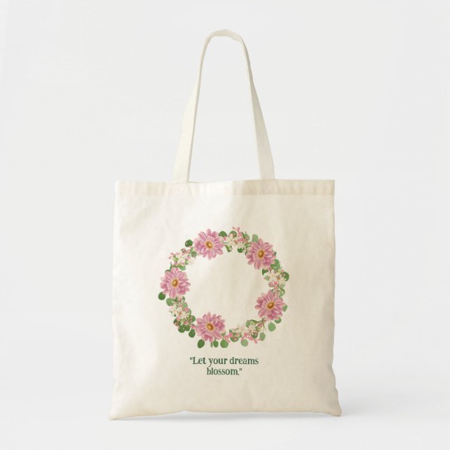 Tote Bag Couronne florale rose moderne (Devant)