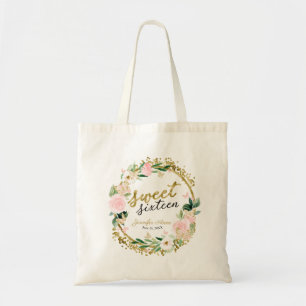 Tote Bag Couronne florale rose pour les 16 ans papillon