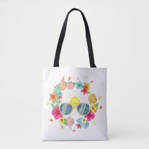 Tote Bag Couronne Florale Tropicale Lunettes de Soleil Toil