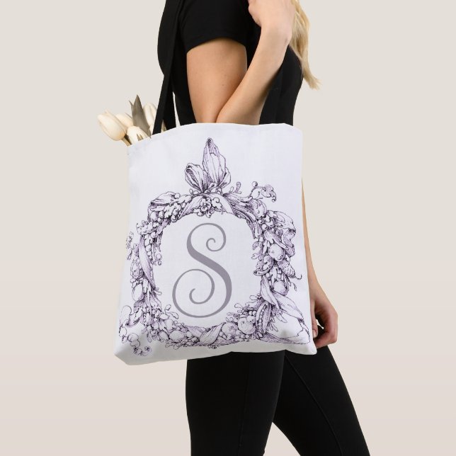 Tote Bag Couronne personnalisée romantique vintage  (De près)
