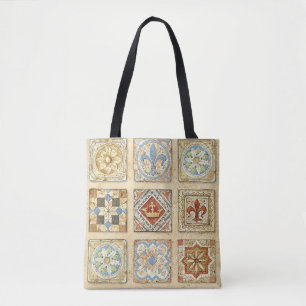 Tote Bag Couronnes de carreaux de céramique médiévaux Fleur