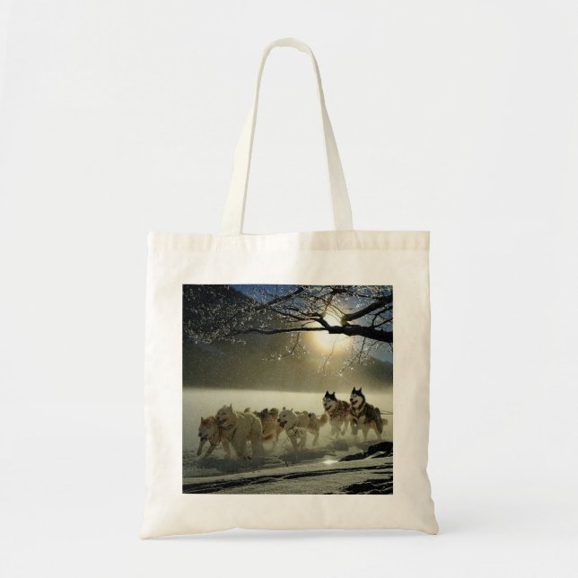 Tote Bag Course de traîneau à chiens Husky de l'Alaska (Devant)