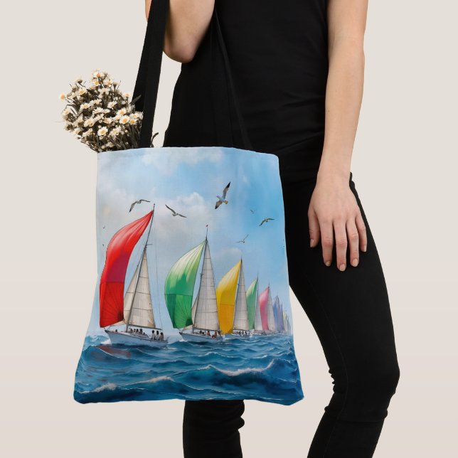 Tote Bag Course de voilier en haute mer (De près)