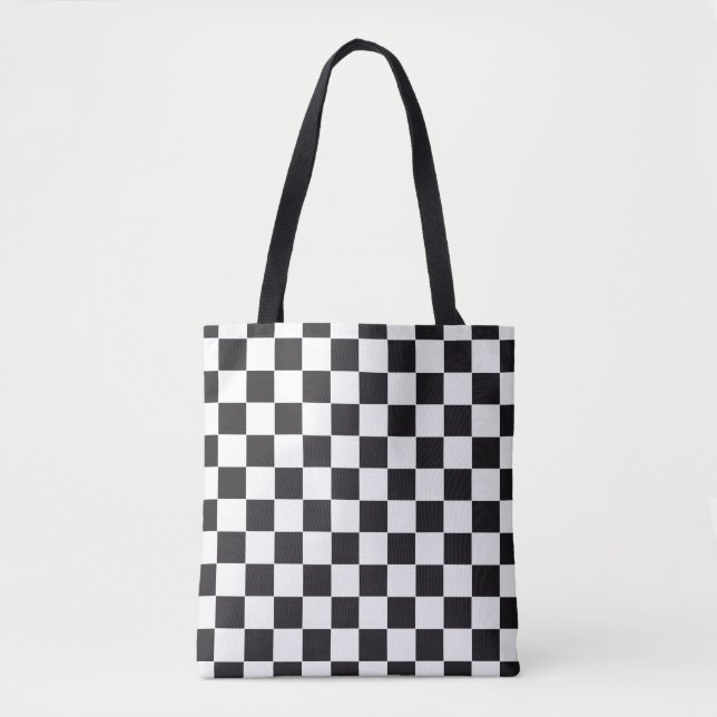 Tote Bag Course de voiture / Motif d'échecs + votre backgr. (Devant)