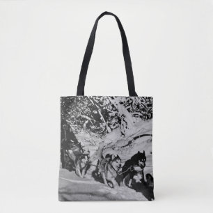 Tote Bag Course Vintage de traîneau de Malamute en Alaska