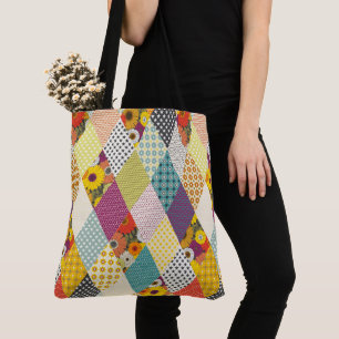 Tote Bag courtepoint vintage fleuri en patchwork