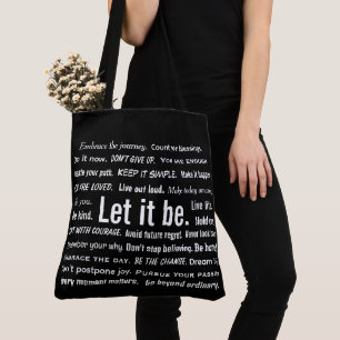 Tote Bag Courtes citations inspirantes sur fond noir