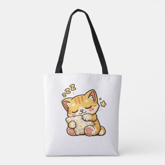 Tote Bag Coussin de chat endormi mignon (Dos)