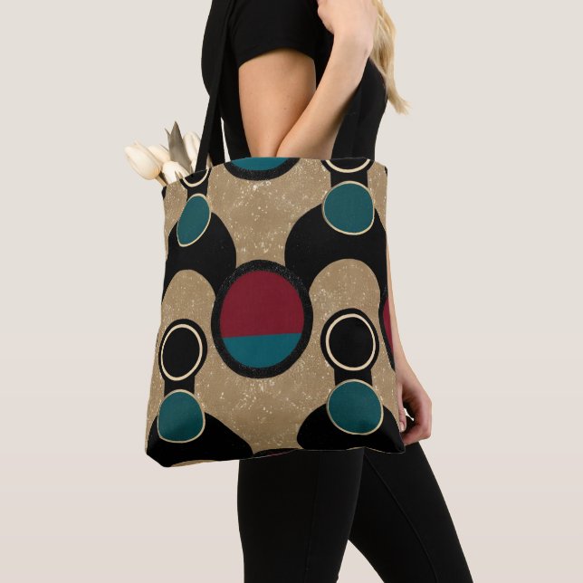 Tote Bag Coussin de jet abstrait Cercles Gras Orbite Dorée (De près)