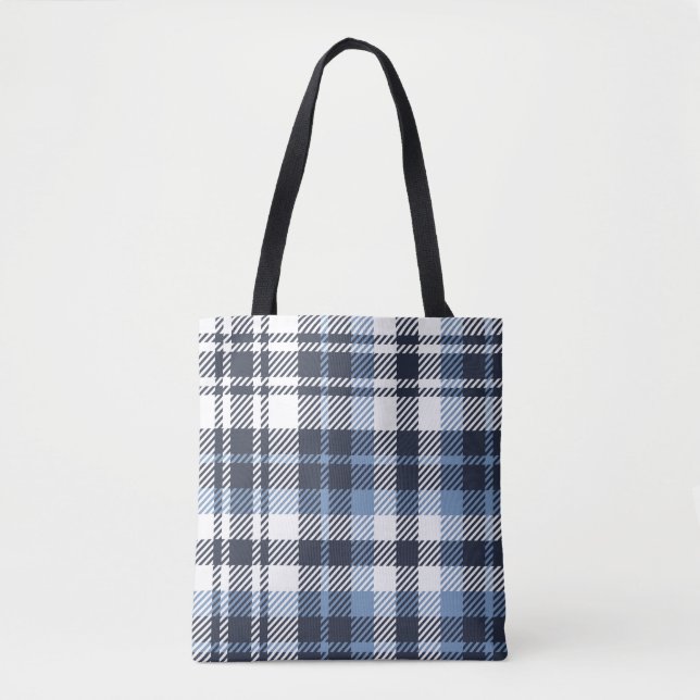 Tote Bag Coussin écossais moderne écossais bleu et blanc (Devant)