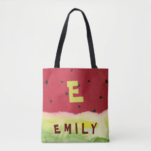 Tote Bag Coute Rouge Vert Pétoncle Graines Monogramme Nom