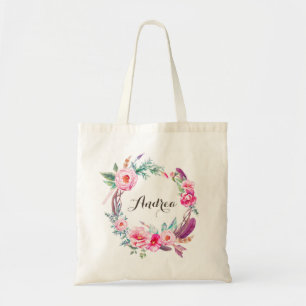 Tote Bag Coutume florale de guirlande de pivoines de rose