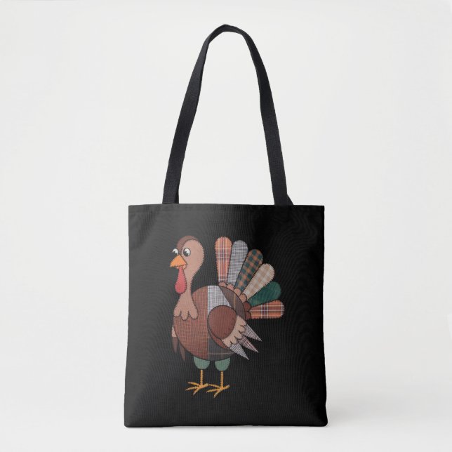 Tote Bag Couverture de Thanksgiving patchwork dinde automne (Devant)