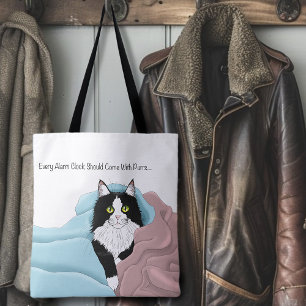 Tote Bag Couvertures de chat smoking fantaisiste rose et bl