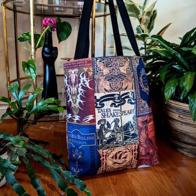 Tote Bag Couvertures de livres anciens (Bleu & Bourgogne) (Créateur téléchargé)