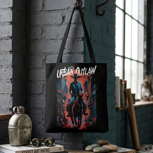 Tote Bag Cow-boy urbain graffiti Moderne Occidental Edgy (Créateur téléchargé)