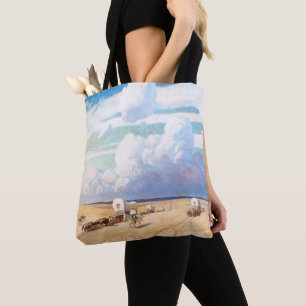 Tote Bag Cow-boys western vintage, chariots bâchés par Wyet