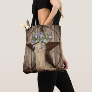 Tote Bag cow-girl de l'ouest fleur sauvage de la grange rus