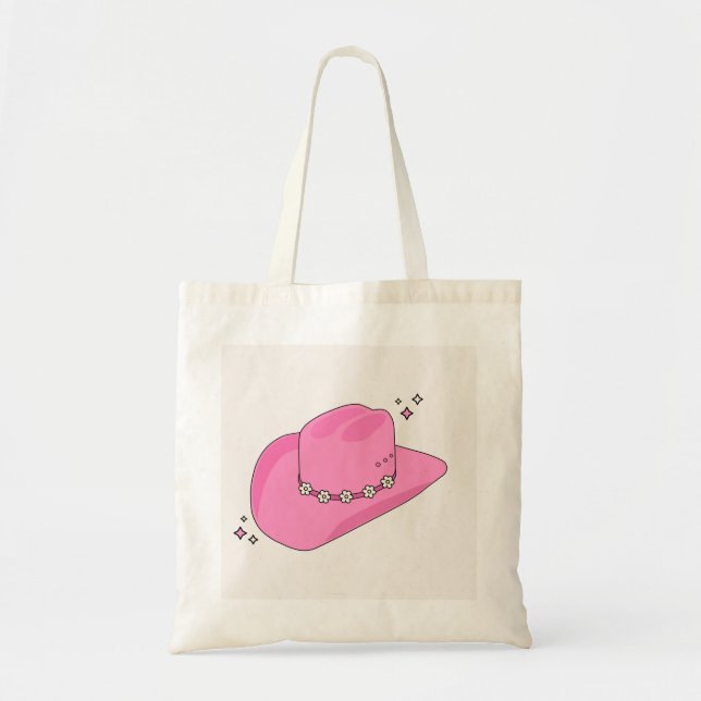 Tote Bag Cowboy Casquette Preppy rose (Devant)