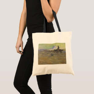 Tote Bag Cowboy menant du bétail dans la prairie par Lon Me