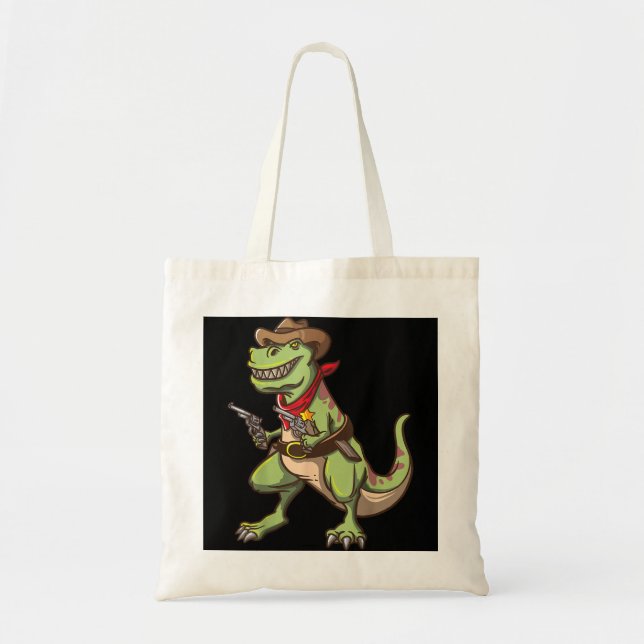 Tote Bag Cowboy T Rex Dinosaur Enfants Wild West Country Bo (Devant)