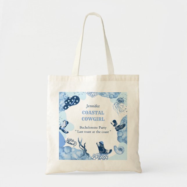 Tote Bag cowgirl côtière bleue (Devant)