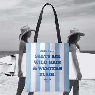 Tote Bag Cowgirl Côtière Élégance Western Rayure Bleue de C