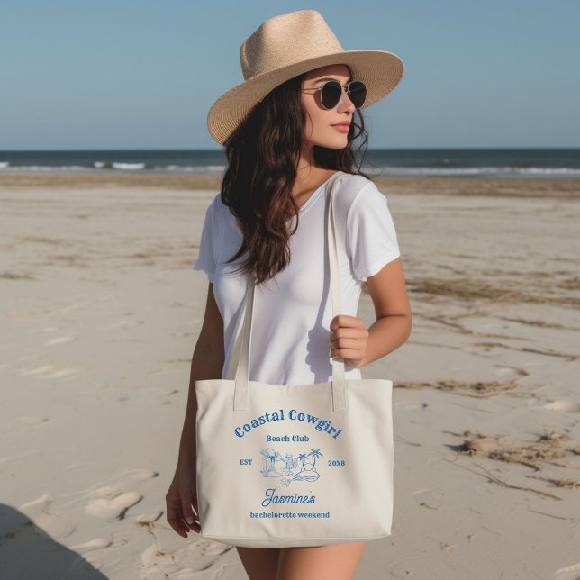 Tote Bag Cowgirl côtière week-end de jeune fille en mer ble (Créateur téléchargé)